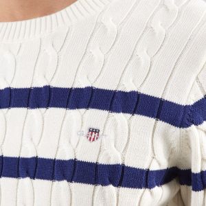 GANT STRIPED COTTON CABLE C-NECK 0609-130