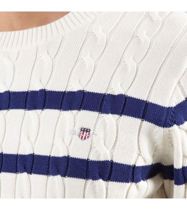 GANT STRIPED COTTON CABLE C-NECK 0609-130